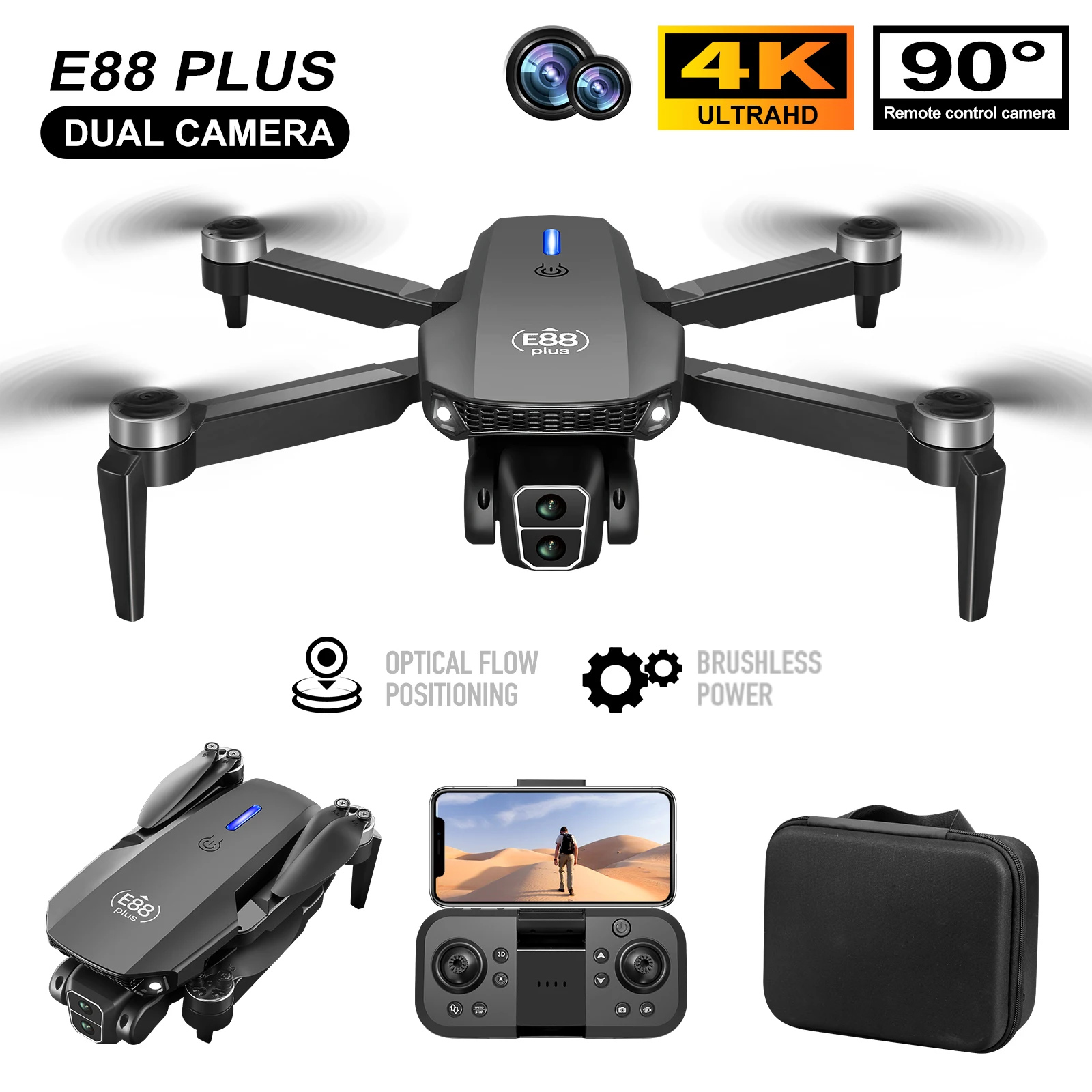 Rc Helicopter Electric - Neue E88 Plus Quadrocopter-Drohne: 90 °